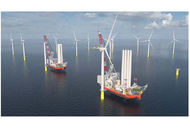 PB: Cadeler Installationsschiffe bauen für Ørsted Offshore Windpark in deutscher See auf