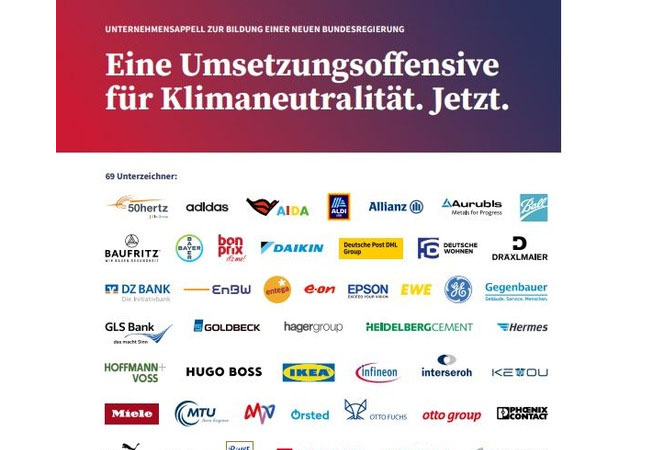 PB: Breite Unternehmensallianz fordert Umsetzungsoffensive für Klimaneutralität in Deutschland