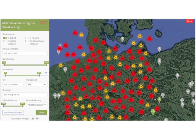 PB: Marktstammdatenregister visualisiert - alle Windkraftanlagen per Klick aufrufbar. Jetzt testen!