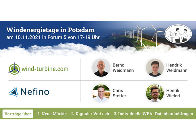 PB: Windenergietage 2021, wind-turbine.com und NEFINO sorgen für frischen Wind!