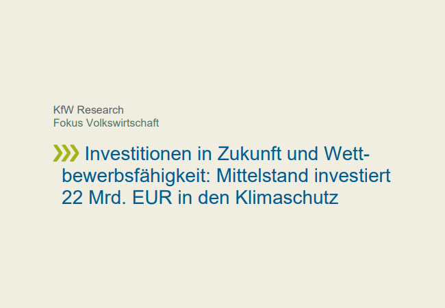 PB: Mittelstand investiert 22 Mrd. EUR in den Klimaschutz