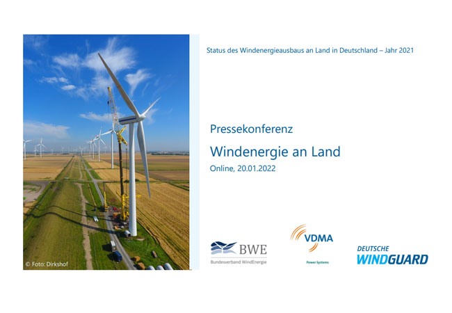 PB: Status des Windenergieausbaus an Land in Deutschland – Jahr 2021