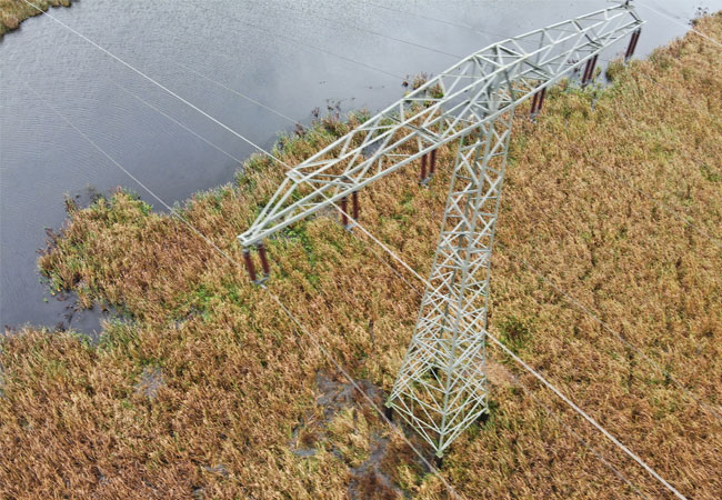 PB: Hochspannungsfreileitung durch ein Moor bei Demmin