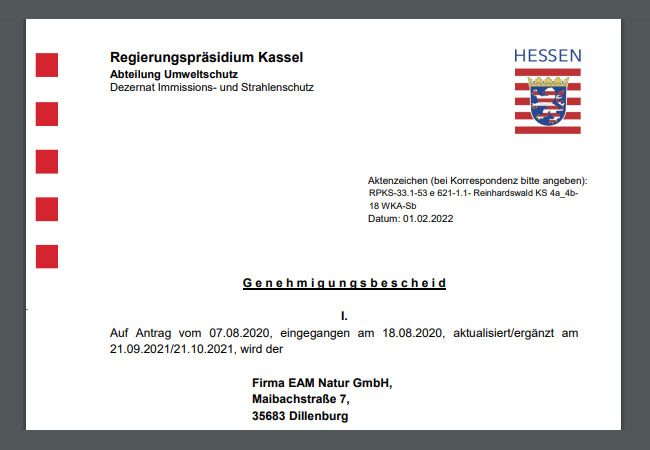 PB: Genehmigungsbescheid Briefkopf
