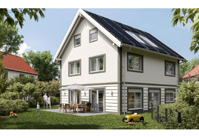 PB: Eines der geplanten Häuser des Bauträgers Hausdorf mit dem Ganzjahres-Stromspeicher picea. (Foto: Firma Hausdorf)