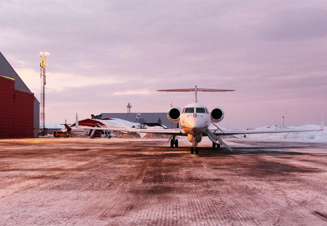 PB: Forschungsflugzeug HALO in Kiruna, Schweden For­schungs­flug­zeug HA­LO in Kiru­na, Schwe­den Bild 1/4, Credit: © Marlen Brückner / University Leipzig