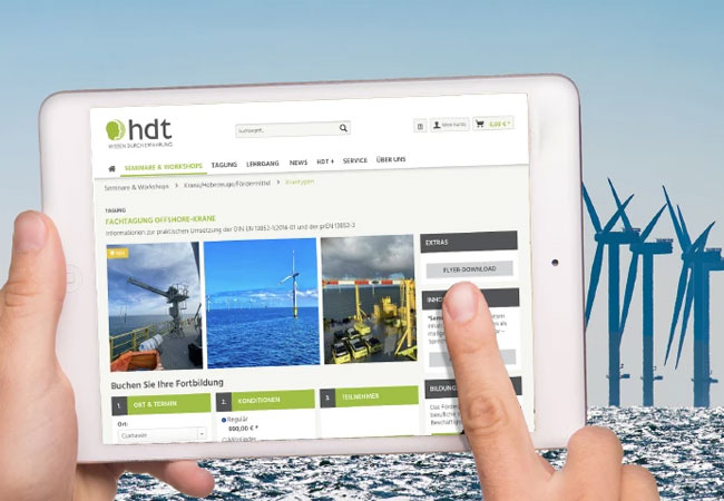 PB: Vom 8. bis 9. August 2022 bringt die HDT-Fachtagung Offshore-Krane in Cuxhaven Fachleute, Anwender, Konstrukteure, Sachverständige und Aufsichtspersonen zusammen. Gemeinsam diskutieren sie die neuesten Entwicklungen hinsichtlich Technik, Normierung und Richtlinien sowie den praktischen Einsatz von Offshore-Kranen. Seit vielen Jahren schon setzt das HDT mit seinem Angebot im Bereich der Offshore-Windenergie Zeichen. 2022 gewinnt die Thematik aufgrund des Weltgeschehens eine neue Dringlichkeit. / © HDT