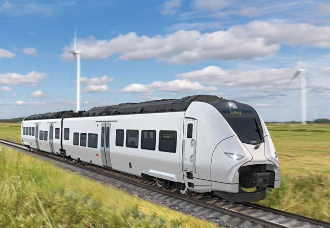 PB: Die zweiteiligen Triebzüge Mireo Plus B bieten Platz für 120 sitzende Fahrgäste, erreichen eine Geschwindigkeit von bis zu 140 km/h und haben im Batteriebetrieb eine Reichweite von rund 80 Kilometern. 