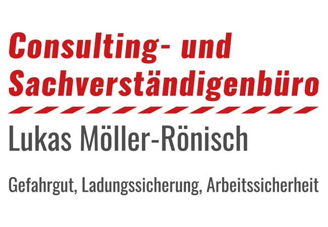 PB: Lukas Möller-Rönisch Fachkraft für Arbeitssicherheit und personenzertifizierter Sachverständiger gem. DIN EN ISO/IEC 17024:2012 für: -Transport gefährlicher Güter (Straßen- , Schienen- und Seeverkehr) -Packen von CTU