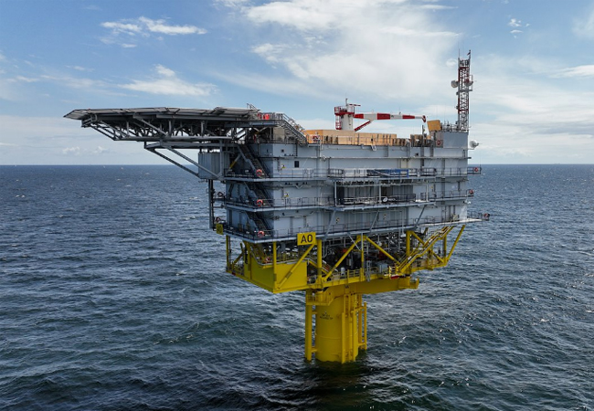 PB: Installation der Offshore-Umspannplattform Arcadis Ost erfolgreich abgeschlossen. © Bladt