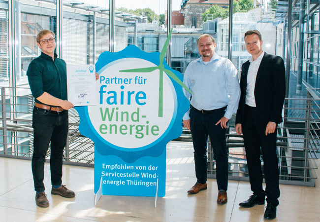 PB: Thomas Platzek (ThEGA), David Drössler und Matthias Netsch (beide Trianel) / Quelle: Trianel GmbH