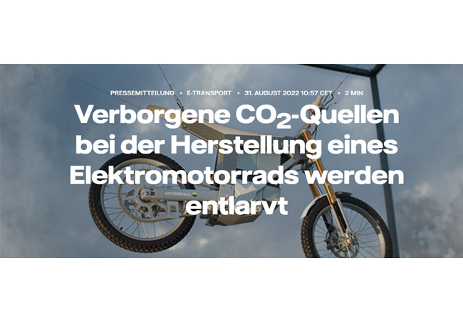 PB: Vattenfall hat verborgene CO2-Quellen bei der Herstellung eines Elektromotorrads entlarvt