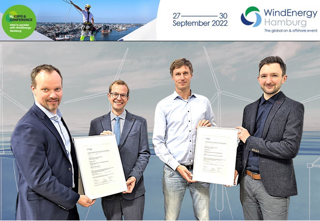 PB: From left to right : Sven Schulemann, Managing Director for Nordseecluster at RWE Fabio Pollicino, Director for Project Certification at DNV Benjamin Miethling, Director Risk Management & Insurance at Northland Power Europe, Nordseecluster Management Board Member Jonathan Faas, Principal Project Manager at DNV  