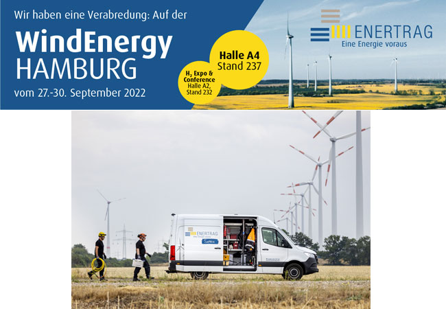 PB: Treffen Sie uns auf der WindEnergy Hamburg auf unserem Messestand 237 in Halle A4. / © ENERTRAG
