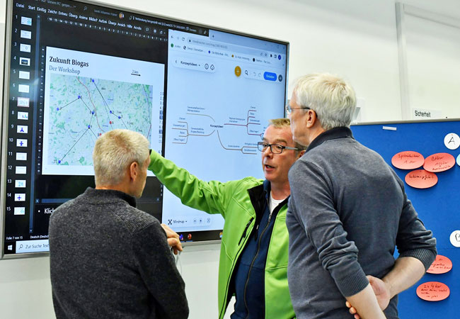 PB: Bei einem Workshop in Saerbeck behandelte ein Forschungsteam der FH Münster die Frage, wie Biogasanlagen auch in Zukunft einen Beitrag zu nachhaltiger Energieversorgung leisten können. (Foto: FH Münster/Sylke Mehnert)