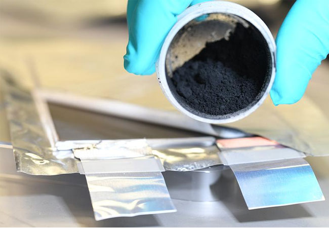 PB: Elektroden von Lithium-Ionen-Batterien werden durch das Verbinden von Pulvern hergestellt / ©: INM
