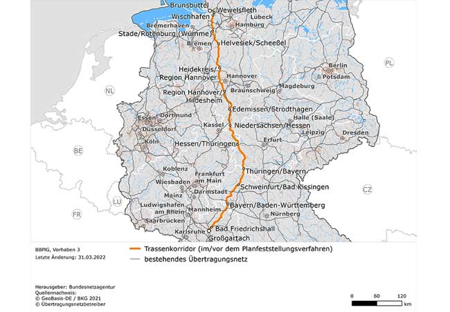 PB: Trassenkorridor des SÜDLINK, vollkommen überraschend wird jetzt schon die Elbe unterquert