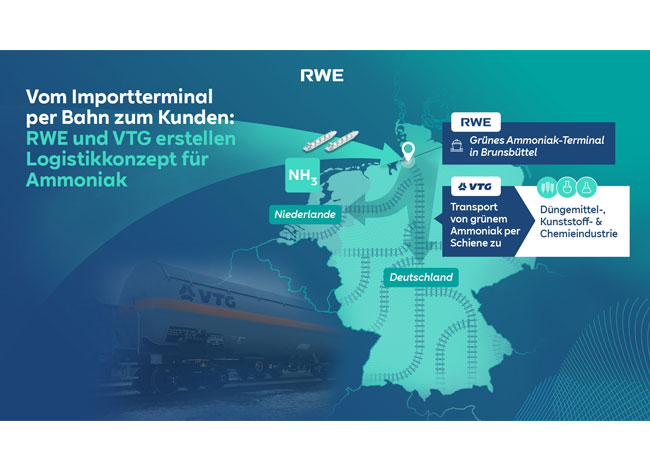 PB: RWE und VTG erarbeiten Logistikkonzept für Ammoniak: per Bahn vom Importterminal zum Kunden