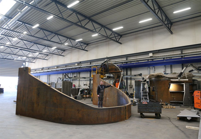 PB: The first steel structure for the new end-of-line test bench has been made -credit R&D Test Systems