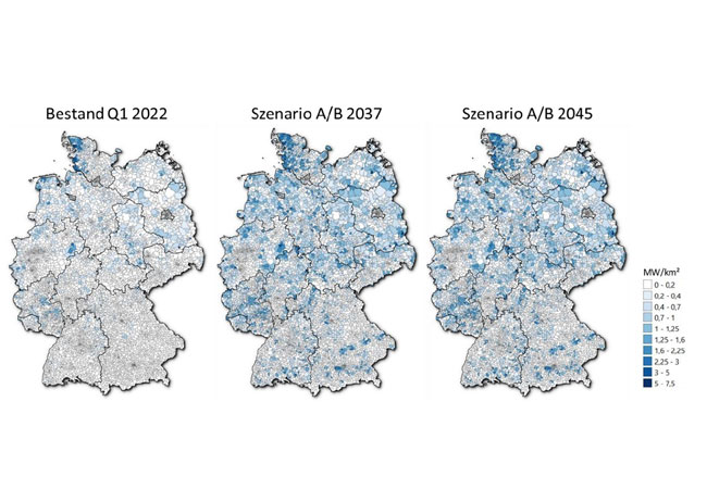 PB: Windenergie an Land: Bestand und Verteilung für die Szenarien A/B / ©: Geobasis-DE/BKG 2021
