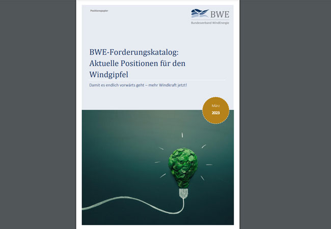 PB: Forderungskatalog des BWE zur Genehmigungsbeschleunigung