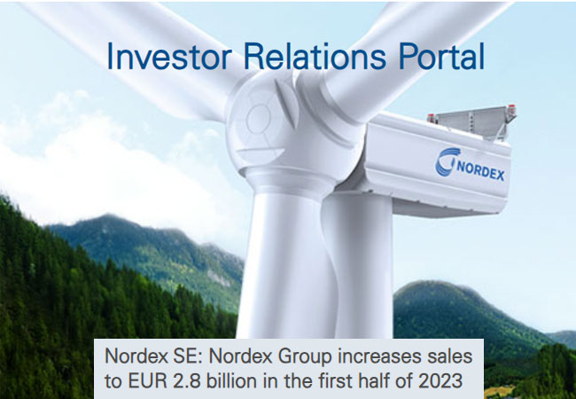PB: Nordex Group steigert Umsatz auf EUR 2,8 Mrd. im ersten Halbjahr 2023