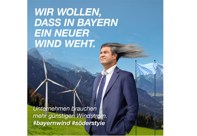 PB Initiative “Bayernwind” gestartet / ”Söder-Style”-PR-Aktionen für “neuen Wind” zum versprochenen Windausbau in Bayern