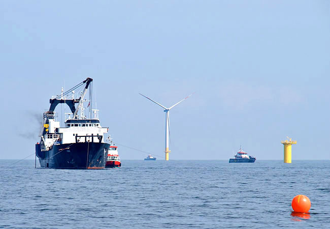 PB: Bau des Offshore-Windparks Baltic 1 - Foto: NABU/Andreas Fußer