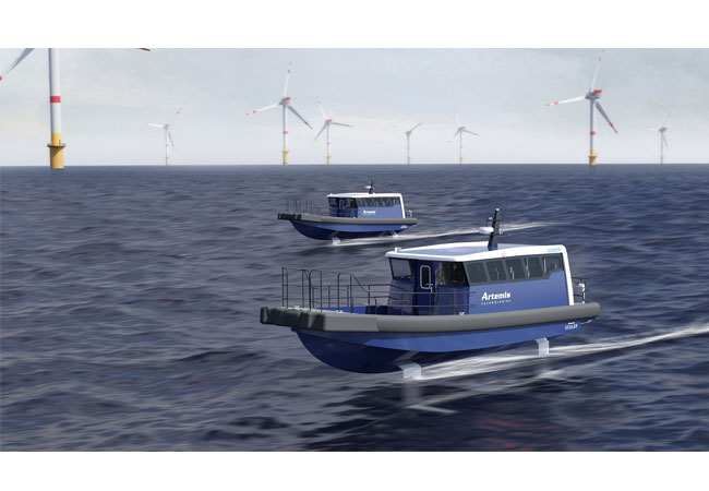 PB: The Artemis EF-12 CTV, a 100% electric foiling vessel designed for the Offshore Wind market