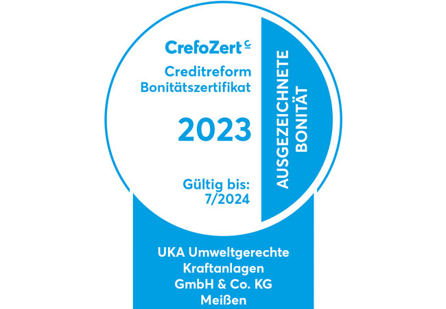 PB: Creditreform-Siegel für UKA / ©: Creditreform / UKA