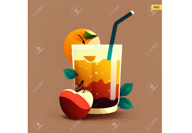 Fruchtsaft in einem glas mit einem strohhalm. vektor-illustration. / FREE-Stockbilder