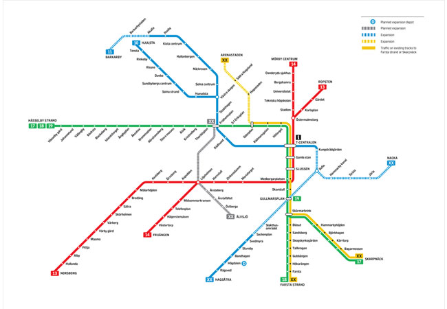 PB: Planned extensions of Stockholm subway credit Region Stockholm