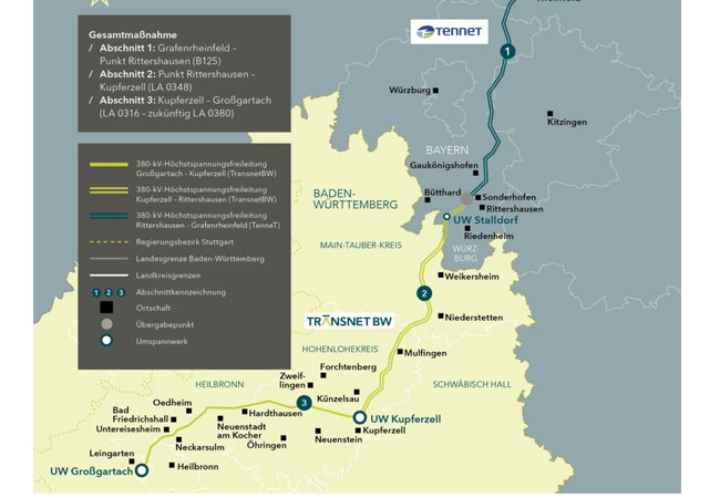 PB: Verstärkung des Stromnetzes zwischen Kupferzell und Leingarten startet