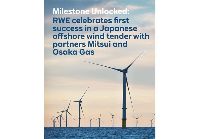 PB: RWE sichert sich gemeinsam mit Mitsui und Osaka Gas 684-Megawatt-Projekt in japanischer Offshore-Windauktion
