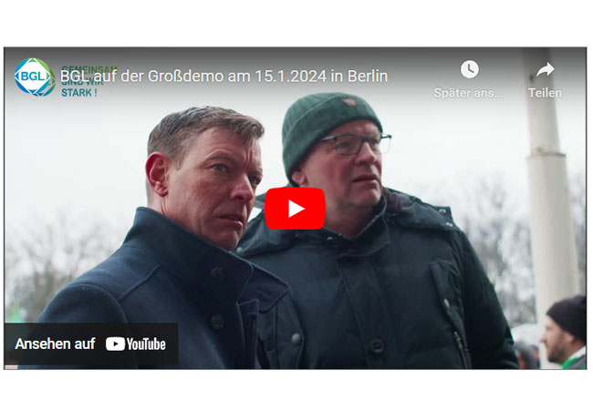 Videobild: BGL auf der Großdemo am 15.1.2024 in Berlin