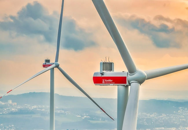 PB: Der neue Windpark der Koehler-Gruppe in Wetzlar, der Ende Februar in Betrieb gegangen ist, erzeugt grünen Strom und zahlt auf die Ziele der Klimastrategie des Familienunternehmens ein / ©: Koehler-Gruppe