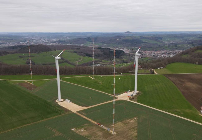PB: Luftbild ZSW-Windenergietestfeld WINSENT / ZSW
