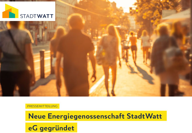 PB: Gründung der Dachgenossenschaft StadtWatt eG (in Gründung)
