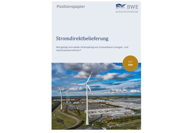 PB: Der BWE hat in einem Positionspapier konkrete Vorschläge dargelegt, wie durch eine Vereinfachung der Regeln zur Direktbelieferung besonders mittelständischen Unternehmen die Versorgung mit Strom aus erneuerbaren Energien erleichtert werden kann.