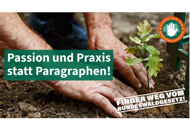 PB: Passion und Praxis statt Paragraphen! - Waldverbände starten gemeinsame Kampagne gegen den Entwurf der Bundesregierung für ein neues Bundeswaldgesetz. / ©: Unser Green Deal