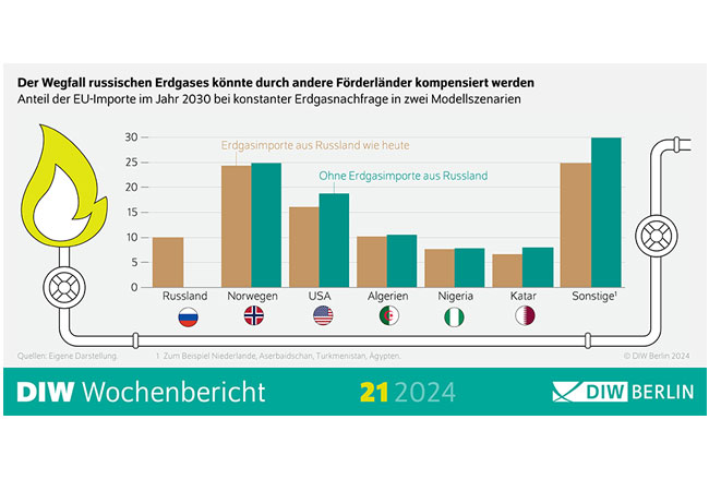 DIW glaubt Modellanalyse: Versorgung mit Erdgas ist auch ohne Importe aus Russland gesichert