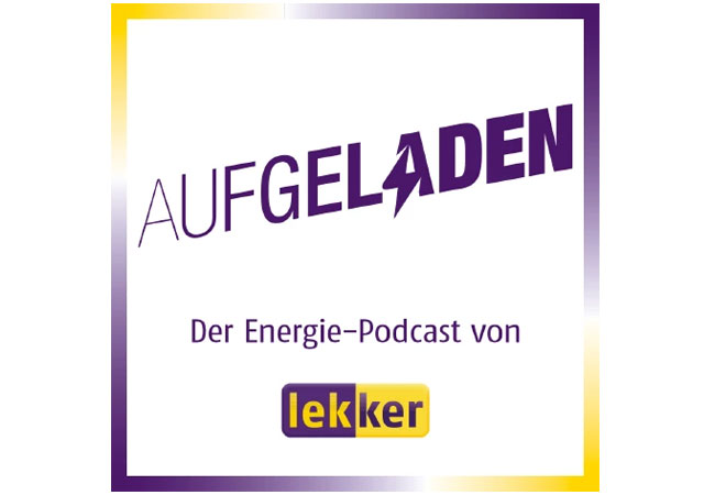 PB: Das Logo von "Aufgeladen - Der Energie-Podcast von lekker" Copyright lekker Energie GmbH