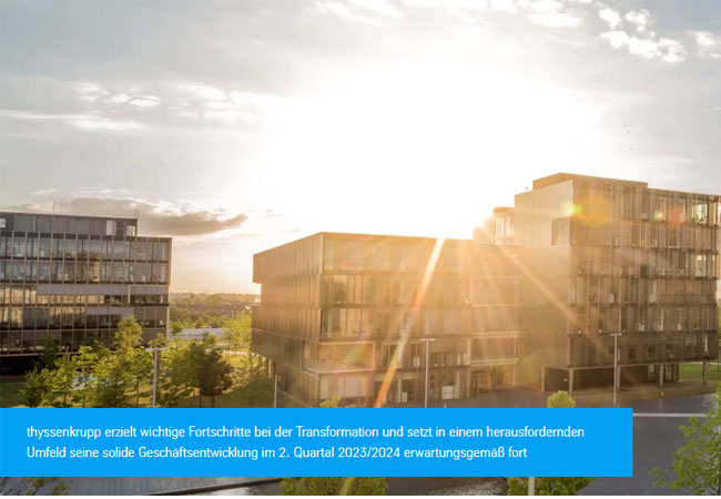 PB: ThyssenKrupp erzielt wichtige Fortschritte bei der Transformation