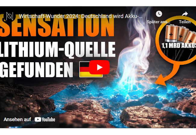 Videobild: In Deutschland befindet sich eines der größten Lithium-Vorkommen der gesamten Welt! / ©: NORIO