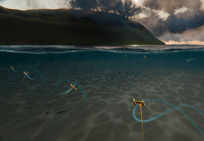 PB: Die Gezeitenenergieanlagen im Hestfjord der Dragon Farm / ©: Minesto