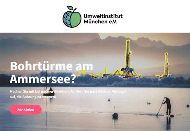 PB: Bohrtürme am Ammersee? - Machen Sie mit bei unserer Eilaktion: Fordern Sie jetzt Minister Aiwanger auf, die Bohrung zu stoppen! / ©: Umweltinstitut München e.Verein