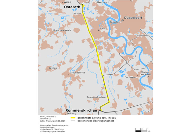 PB: Osterath – Rommerskirchen (Abschnitt C1) / ©: Bundesnetzagentur
