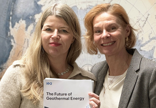 PB: Baseload Capital’s Investment Manager, Veronica Wänman, and Regional Marketing Director Europe, Boel Stier, with the IEA report on the future of geothermal energy. 