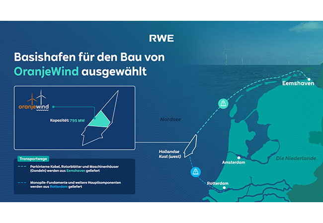PB: Eemshaven wird Basishafen für das 795 MW Offshore-Windprojekt OranjeWind / ©: RWE