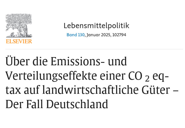 PB: Über die Emissions- und Verteilungseffekte einer CO 2 eq-tax (Steuer) auf landwirtschaftliche Güter – für Deutschland / ©: sciencedirect.com